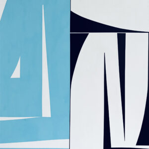 Geometric Composition Blue White & Black